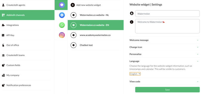 Changing language